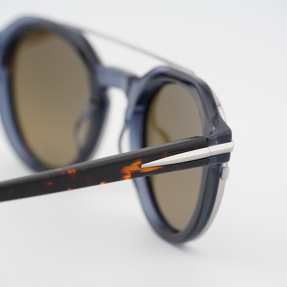 Rag & Bone RNB6006/S 0IPR VP Sunglasses Blue/Havana Square Frame, Green Lenses - Picture 5 of 9